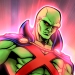 Martian Manhunter flying stoically as he's known to do.
