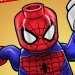 Lego Spidey swinging.