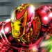 Iron Man cutout on computer-made background.
