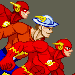 fighting game-style sprites of the Flash: Jay, Barry and Wally