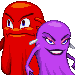 Scratch-made sprites of the Ghost Monsters from Pac-Man