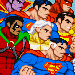 fighting game-style sprites of Superman (and some guest-stars.